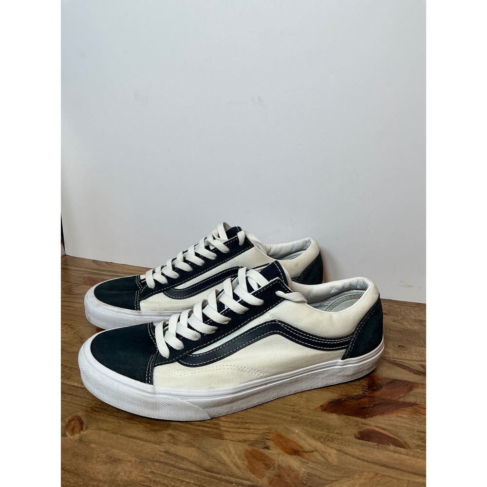 Vans Old Skool Sneakers Mens 11 Cream Black Suede Canvas Low Top Skate Shoes - Picture 4 of 9